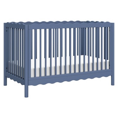 Cove Blue Pine Wood 4-in-1 Convertible Crib with Toddler Bed Kit