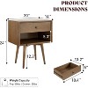 AMERLIFE Solid Wood End Table Set of 2 with Drawer & Open Cubby, Mid-Century Modern Nightstands for Bedroom & Living Room, Fully Assembled - 2 of 4