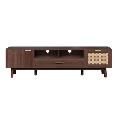 VYNXARIA Wood Fashionable TV Stand for 75" TV,TV Cabinet with Soft-Closing Door and Drop-Down Door Cabinet