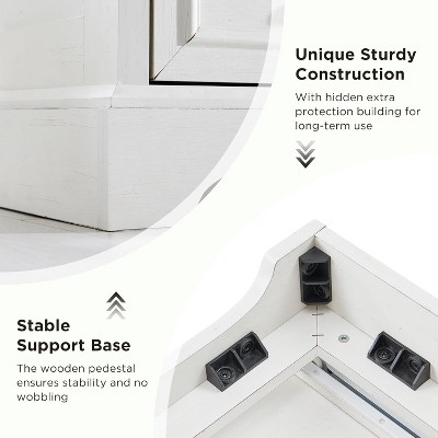 24" White and Black Farmhouse Nightstand with 3 Drawers and Charging Station