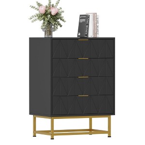 4-Drawer Fabric Dresser for Bedroom, Small Storage Chest with Wood Top, Modern Nightstand End Table - 1 of 4