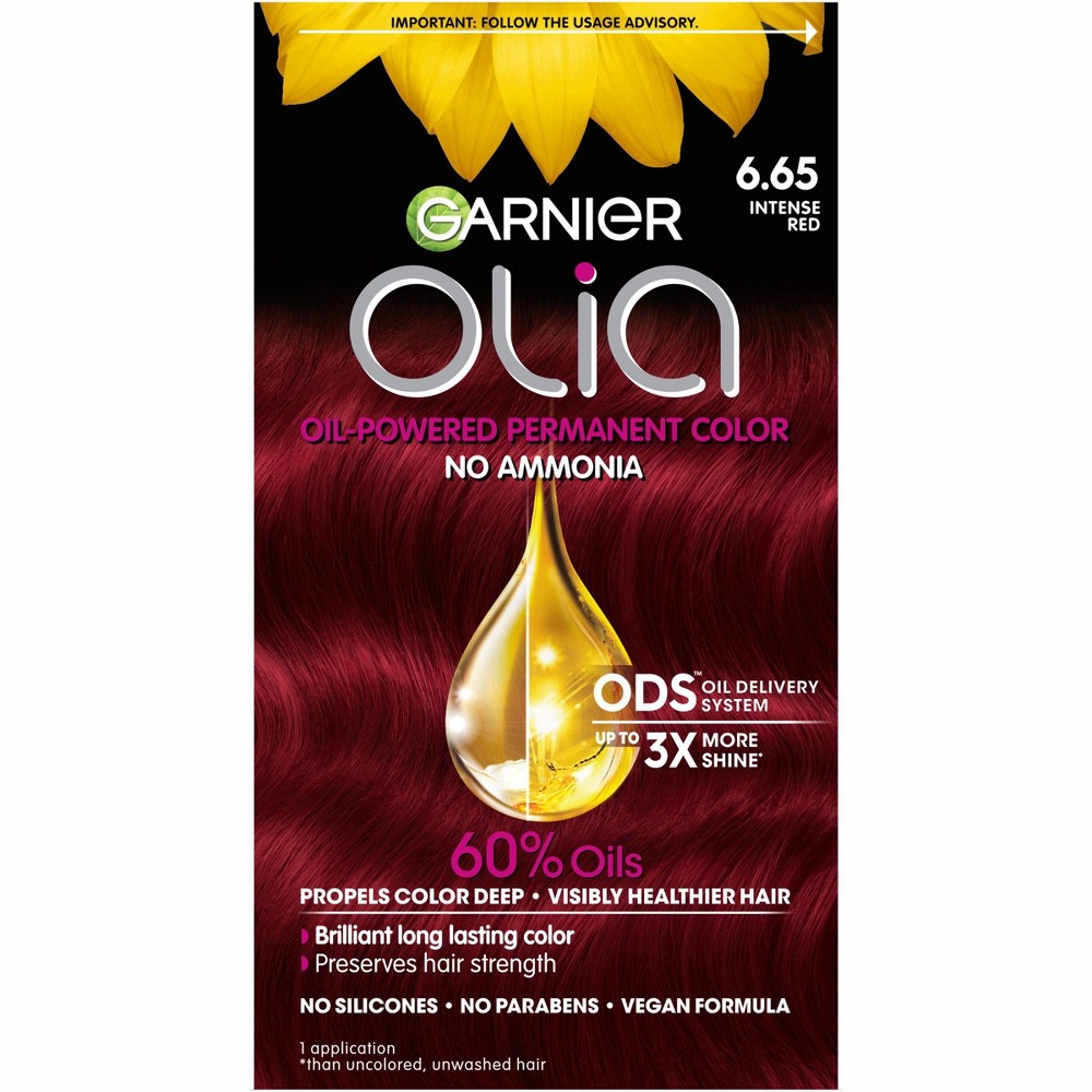 Photos - Hair Dye Garnier Olia Oil Powered Permanent Hair Color - Intense Red 6.65 - 1 fl oz 