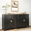 Vlsrka 31.5-Inch Rustic Wood Sideboard with Fluted Doors and Adjustable Shelves – Ideal for Dining Room, Living Area, or Entryway. - 2 of 4
