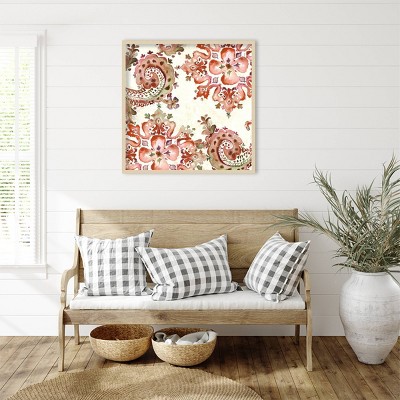Artisan Medallion Pattern II Framed Graphic Art in Natural Wood