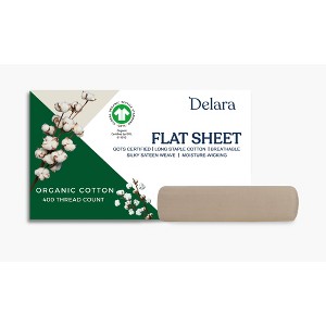 Delara GOTS Certified 100% Organic Cotton Ultra Soft, Smooth & Moisture-Wickinng, Breathable Flat Sheet - 1 of 4