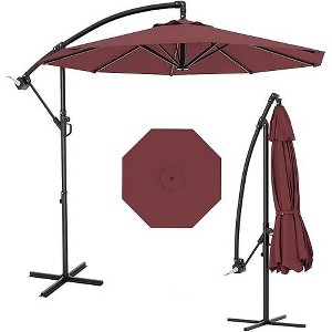 10FT Cantilever Patio Umbrella, Offset Hanging Umbrella with Cross Base, Crank Lift & Tilt for Maximum Shade Coverage - 1 of 4