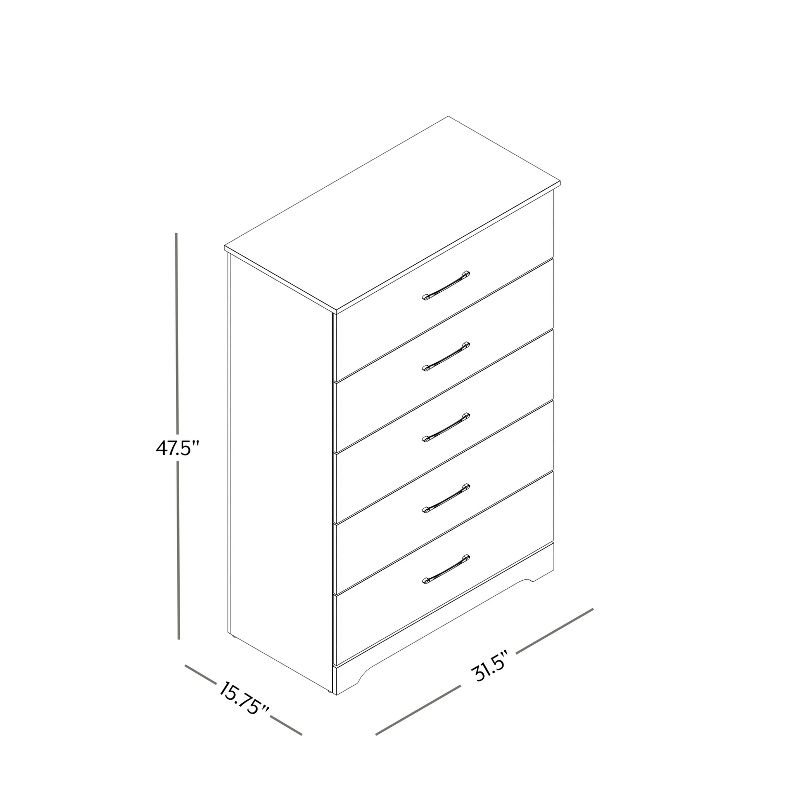 Galano Darsh 5-Drawer Chest of Drawers (47.2 in. × 15.7 in. × 31.5 in.) in Dusty Gray Oak, White, 6 of 11