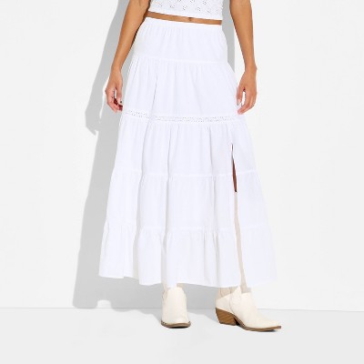Women Lace Inset Tiered Maxi Skirt - Wild Fable | eBay