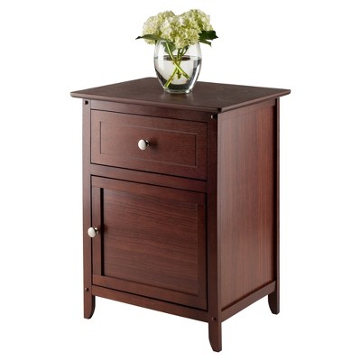 Transitional Walnut Nightstand with Drawer and Cabinet Storage