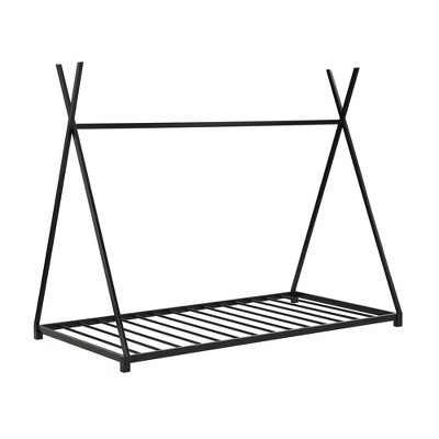 Bellemave Floor Bed Twin Size for Kids, Metal Montessori Floor Bed for Kids Tent Bed with Slats, Black
