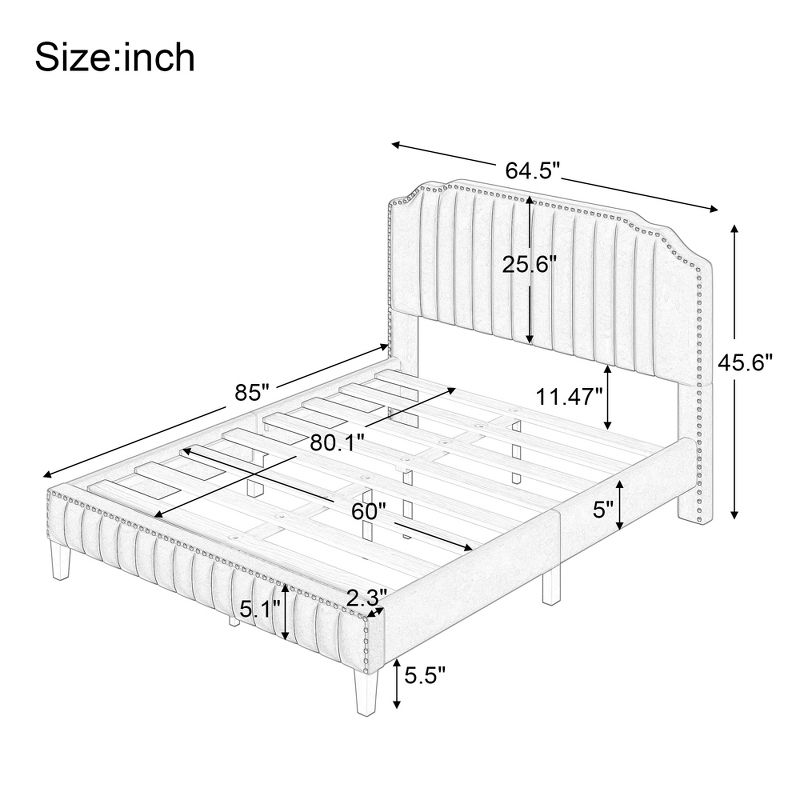 Modern Curved Upholstered Wood Platform Bed-ModernLuxe, 3 of 7