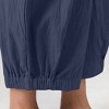 Coolmee Womens Linen Wide Leg Pants Casual Loose Elastic Waisted Cropped Palazzo Pants with Pockets Navy Blue L - 2 of 3