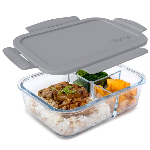 Bentgo 41oz Glass Leak-proof Lunch Box With Plastic Lid - Gray: Bpa ...
