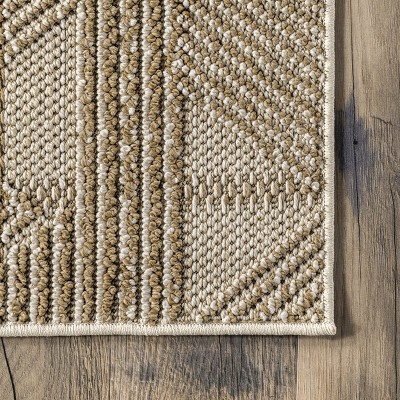 Diamond Weave Synthetic 4' x 6' Easy Care Area Rug in Beige