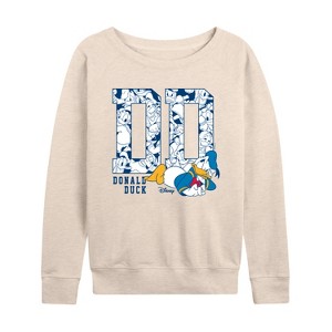Women's - Disney - Donald Ears Lightweight French Terry Wide Neck Long Sleeve Graphic Shirt - 1 of 4