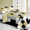 Slickblue Reversible Quilt Set, Intricate Stitching, Quilt & 2 Shams, 2 Block Patchwork, Full/Queen, 3-Piece - 2 of 4