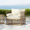 Rattan Garden Boho Accent Arm Chair with Beige Cushion,Open Weave Design Patio Backyard Club Chair with Iron Frame for Living Room-Coolbibila - 3 of 4