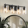 DORESshop Industrial 4-Light Vanity Wall Lamp, Black Finish with Clear Glass Shade, Perfect for Bathroom, Bedroom, and Dressing Mirror - 2 of 4