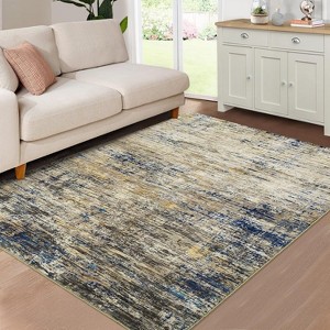 2'x6' Washable Soft Runner Rug, Abstract Design for Bedroom, Living Room, Kitchen, Non-Slip, Stain-Resistant, Low Pile, Blue Grey - 1 of 4