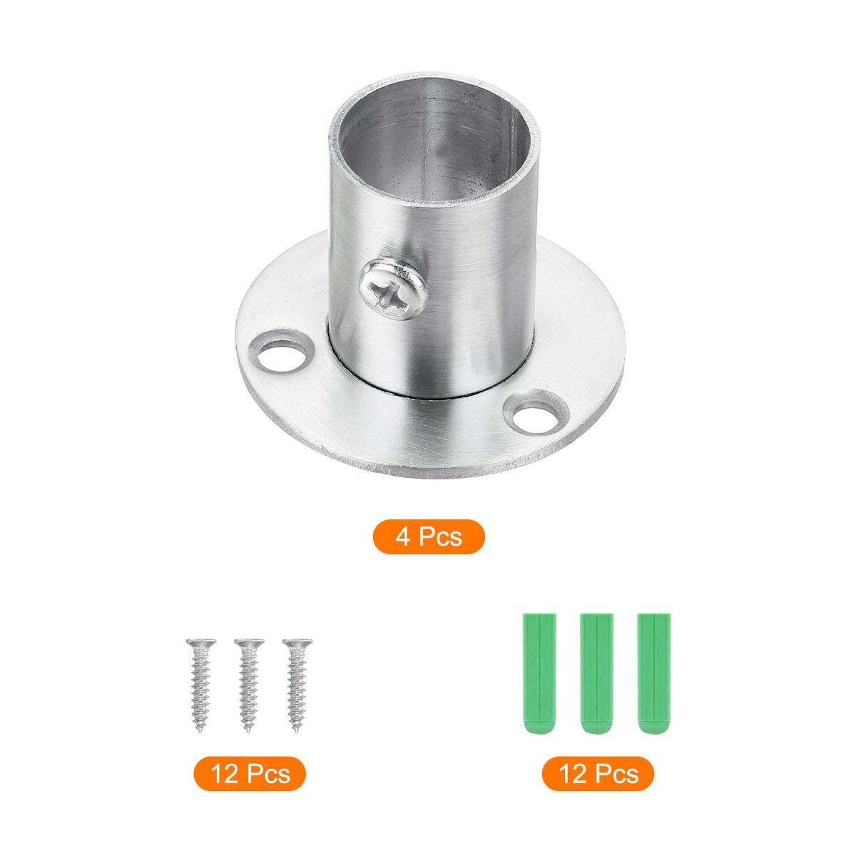 Unique Bargains Flange Closet End Supports Diameter Rod Bracket 4 Pcs - thumbnail 7