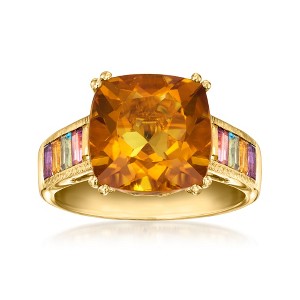 Ross-Simons 7.00 Carat Citrine and 1.10 ct. t.w. Multi-Gemstone Ring in 18kt Gold Over Sterling - 1 of 3