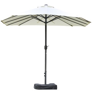 Akoasm 94.8 in. H Rectangular Outdoor Double Sided Patio Umbrella with Base, Sun Protection & Easy Crank For Deck, Garden & Pool-Beige - 1 of 4