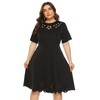 Women's Plus Size Summer Dress Short Sleeve Casual Empire Waist Hollow Neck Design - 2 of 4