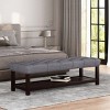 Elegant Tufted Bench,Ottoman Bench With Open Storage Shelf,Modern Fabric Upholstered Entryway Benches With Birch Wood Legs-Cuddlewood - 3 of 4