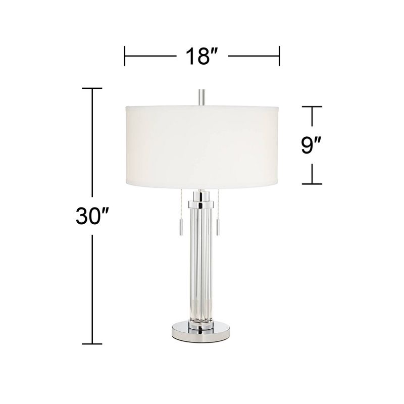 Possini Euro Design Cadence Modern Table Lamp 30" Tall Glass Column White Shade for Bedroom Living Room Bedside Nightstand Office Family House Home, 4 of 9