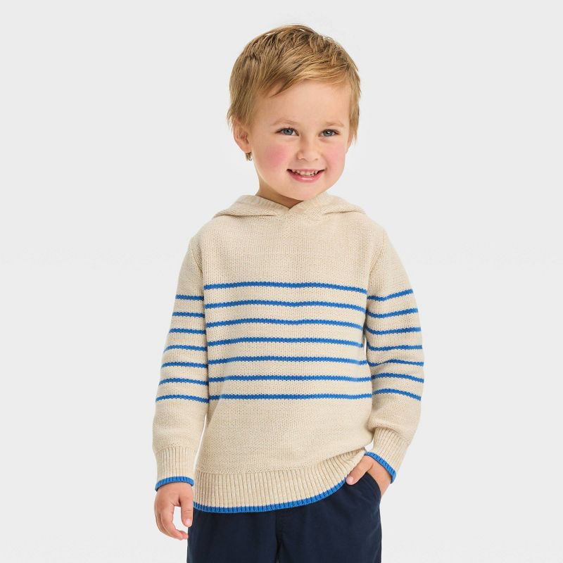 Toddler Boys' Striped Hoodie Sweatshirt - Cat & Jack™ Beige, 1 of 5