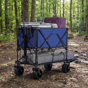 JIONJOY 440LBS Double Decker Folding Wagon, 400L Collapsible Beach
