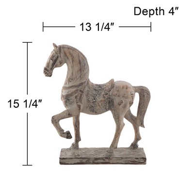 Rustic Gray Resin Horse Statue with Pattern Embellishment