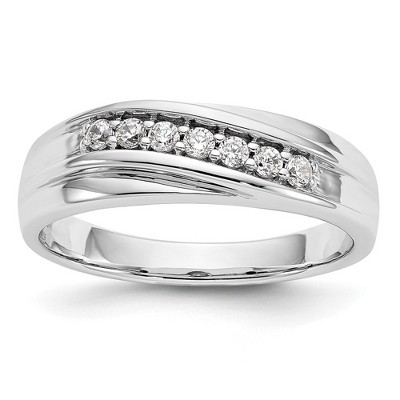 Black Bow Jewelry Men's 6.4mm 14K White Gold 1/4 Ctw Lab Created Diamond Tapered Band