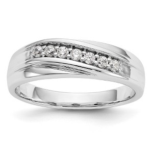 Black Bow Jewelry Men's 6.4mm 14K White or Yellow Gold 1/4 Ctw Diamond Tapered Band - 1 of 4