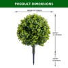 Artificial Topiary Ball Tree Set of 2 with Metal Ground Spike, UV Resistant Faux Shrub for Indoor Outdoor Garden Patio Decor - 2 of 4