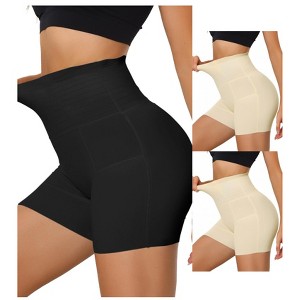 Allegra K Women's High Waisted Butt Lifter Tummy Control Panties 3 Packs - 1 of 4