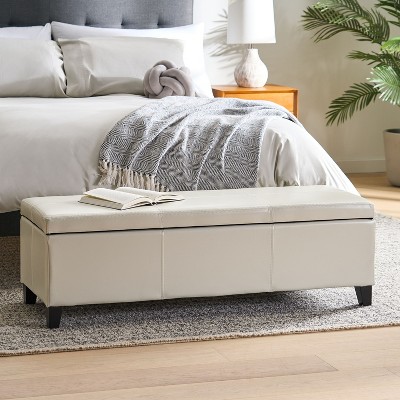 NicBex PU Leather Pull-Open Top Ottoman Bench with Storage,Upholstered Storage Ottoman for Bedroom,Entrance