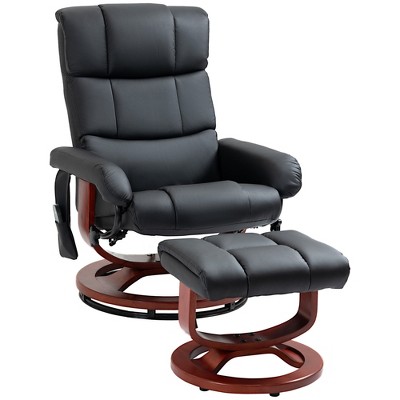 Homcom Recliner Chair With Ottoman, Electric Faux Leather Recliner With ...