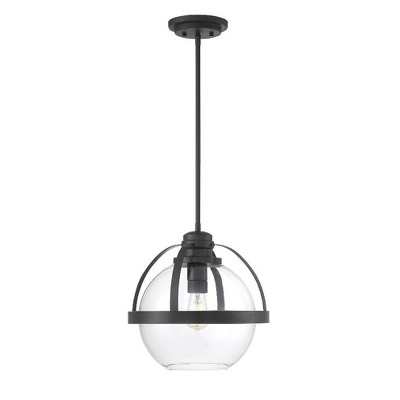 Satin Nickel Glass Globe Pendant Light with Adjustable Height