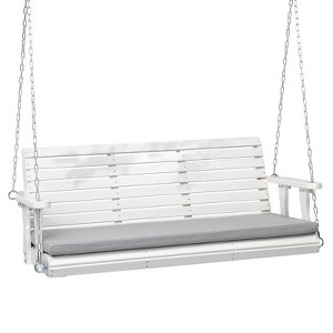 3-Person Patio Wood Porch Swing With Cushion - 1 of 4