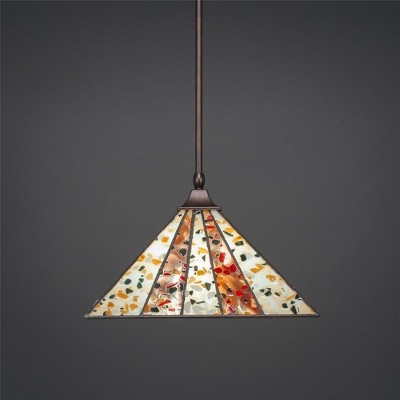 Toltec Lighting Any 1 - Light Pendant in  Bronze with 14" Fiesta Art Glass Shade