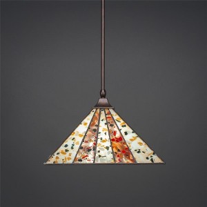 Toltec Lighting Any 1 - Light Pendant in  Bronze with 14" Fiesta Art Glass Shade - 1 of 1