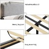 King Bed Frame with Rivet Decorate Headboard and Tailboard,Platform Metal Bed Frame with Velvet Upholstered Headboard,No Box Spring Needed,Grey - 4 of 4