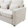 NicBex Couches for Living Room 114.2" Modern Linen Fabric Sofa Couch with 2 Cupholders, and 2 USB Ports Wired or Wirelessly Charged, 4 Pillows - 3 of 4