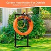 Angel Sar Freestanding Garden Hose Holder with Circular Pattern, Heavy-Duty Metal Hose Stand with 4 Ground Spikes for Outdoor Use, Black - 2 of 4