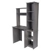 Vynxaria Smokey Oak Computer Desks Writing Desk 2 Upper Shelves 5 Cubbies Home Office Storage Space-Saving Design - 2 of 4