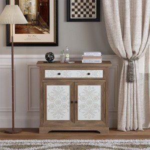 Bella Depot 34.65'' W Rustic Vintage Accent Storage Cabinet with Drawer and Double Doors - 1 of 4