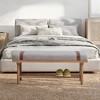 Bekrvio 44-Inch Teddy Fleece Upholstered Bench – Solid Wood Frame,Mid Century Modern Bench with PU Straps for Living Room, Bedroom - 2 of 4