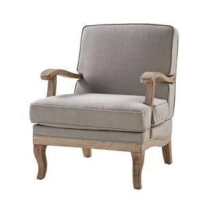 Quentin  Farmhouse Style Wooden Armchair with Comfortable Backrest and Cushion | ARTFUL LIVING DESIGN - 1 of 4