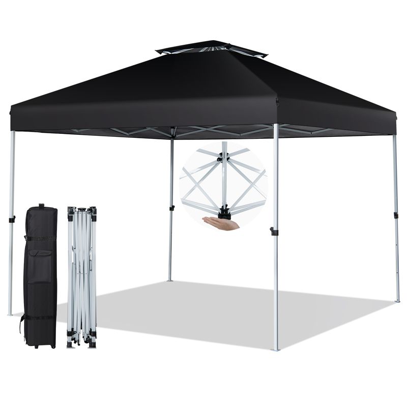 Tangkula 2-Tier 10' x 10' Pop-up Canopy Tent Instant Gazebo Adjustable Carry Bag w/ Wheel, 1 of 10